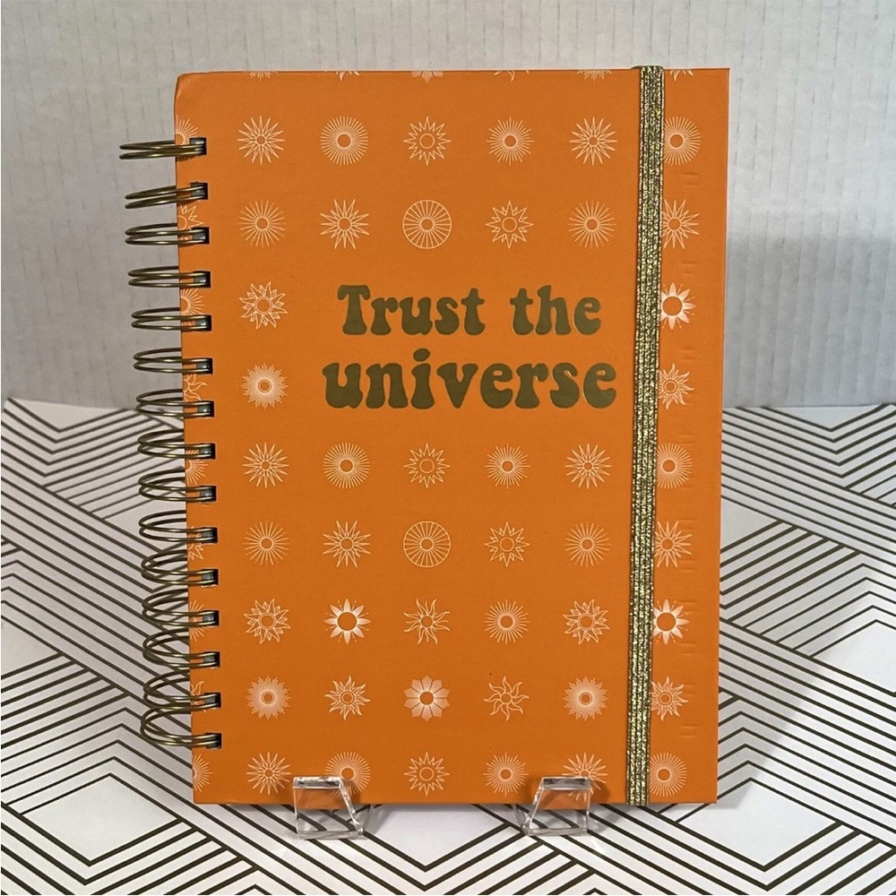 Trust The Universe Lined Hardcover Journal Notebook Orange Gold Celestial Sun